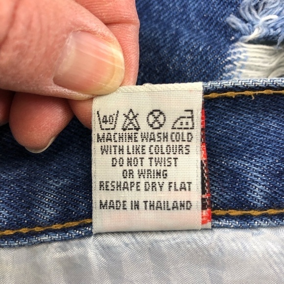 Distressed denim dark wash jean mini skirt -  Small - Picture 6 of 7